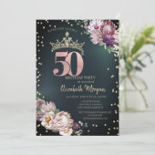 Tropische Blume Tiara Diamonds Green 50. Einladung (Stehend Vorderseite)