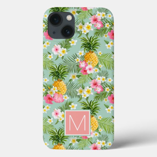 Tropische Blume und Ananas | Anfänglich hinzufügen Case-Mate iPhone Hülle (Rückseite)
