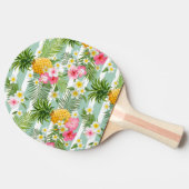Tropische Blume und Ananas auf Aquamarinen Streife Tischtennis Schläger (Seitenansicht)