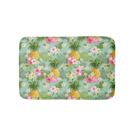 Tropische Blume und Ananas Badematte (Vorderseite)