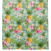 Tropische Blume und Ananas Duschvorhang (Vorderseite)