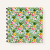 Tropische Blume und Ananas Notizbuch (Vorderseite)