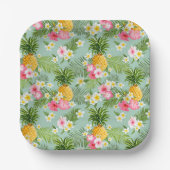 Tropische Blume und Ananas Pappteller (Vorderseite)