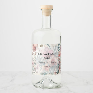 Tropische Blume und Blätter, Aquarell Alkoholflaschenetikett