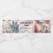 Tropische Blume und Blätter, Aquarell Wasserflaschenetikett (Einzelnes Label)