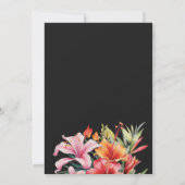 Tropische Blume und Blätter dunkle Aquarelle Hochz Einladung (Rückseite)