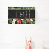 Tropische Blume und Blätter Dunkle Hochzeit Banner (InSitu)