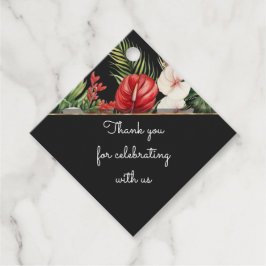 Tropische Blume und Blätter dunkle Hochzeit danke Geschenkanhänger