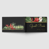 Tropische Blume und Blätter Dunkle Hochzeit Gästebuch (Voll)