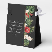 Tropische Blume und Blätter Dunkle Hochzeit Geschenkschachtel (Rückseite)