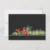 Tropische Blume und Blätter Dunkle Hochzeit RSVP Karte (Rückseite)