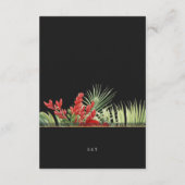 Tropische Blume und Blätter dunkle Hochzeitsdetail Begleitkarte (Rückseite)
