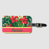 Tropische Blume und Blätter Gepäckanhänger (Vorderseite (Horizontal))