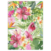 Tropische Blume und Blätter Hawaiianische Blumenpr Klemmbrett (Rückseite)