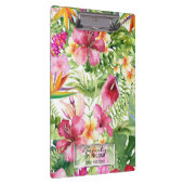 Tropische Blume und Blätter Hawaiianische Blumenpr Klemmbrett (Rechts)