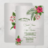 Tropische Blume und Blätter Hochzeiten Einladung (Vorne/Hinten)