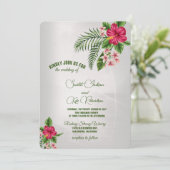 Tropische Blume und Blätter Hochzeiten Einladung (Stehend Vorderseite)