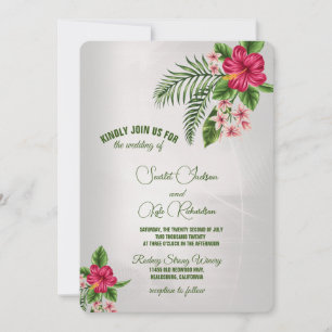 Tropische Blume und Blätter Hochzeiten Einladung