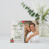 Tropische Blume und Blätter Hochzeiten speichern d Ankündigungspostkarte (Stehend Vorderseite)