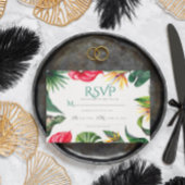 Tropische Blume und Blätter Hochzeitsfeiern Dankeskarte