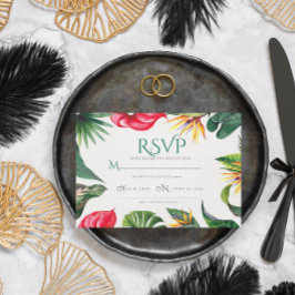 Tropische Blume und Blätter Hochzeitsfeiern Dankeskarte