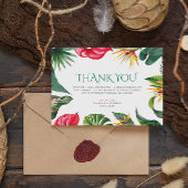 Tropische Blume und Blätter Hochzeitsfeiern Dankeskarte