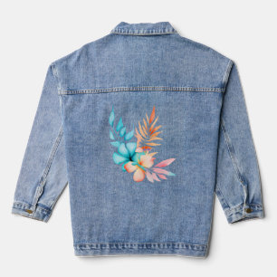Tropische Blume und Blätter Jeansjacke