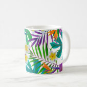 Tropische Blume und Blätter Kaffeetasse (VorderseiteRechts)