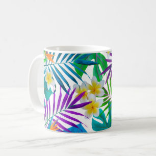 Tropische Blume und Blätter Kaffeetasse