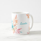 Tropische Blume und Blätter Kaffeetasse (VorderseiteRechts)