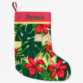 Tropische Blume und Blätter Kleiner Weihnachtsstrumpf (Vorderseite)