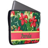 Tropische Blume und Blätter Laptopschutzhülle (Vorne Rechts)
