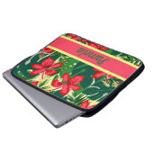 Tropische Blume und Blätter Laptopschutzhülle (Vorne Knopf)