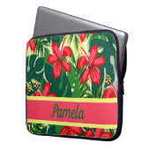 Tropische Blume und Blätter Laptopschutzhülle (Vorderseite Links)