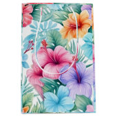 Tropische Blume und Blätter Mittlere Geschenktüte (Vorderseite)