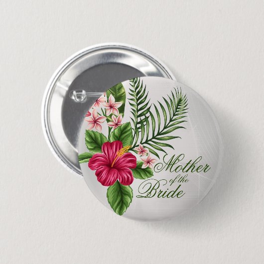 Tropische Blume und Blätter Mutter der Braut Button (Vorne & Hinten)