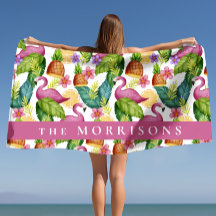 Tropische Blume und Blätter Pink Flamingo Custom