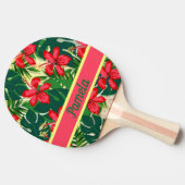 Tropische Blume und Blätter Tischtennis Schläger (Seitenansicht)