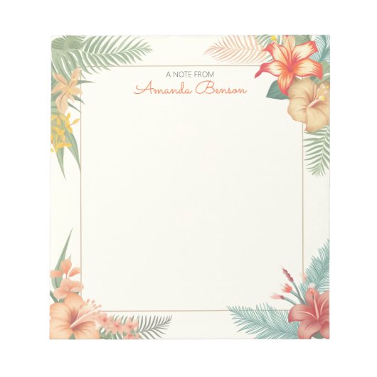 Tropische Blume und Blätter Wasserfarbe Natur Notizblock (Vorderseite)