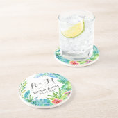 Tropische Blume und Blätter Wreath Spring Wedding Getränkeuntersetzer (Seite)