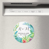Tropische Blume und Blätter Wreath Spring Wedding Magnet (In Situ (Geschirrspüler))