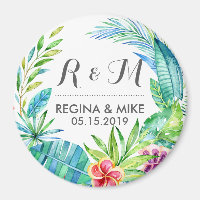 Tropische Blume und Blätter Wreath Spring Wedding