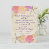 Tropische Blume und Dusche des Starfish Coupels Einladung (Stehend Vorderseite)