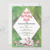 Tropische Blume und Flamingo-Feier Einladung (Vorderseite)