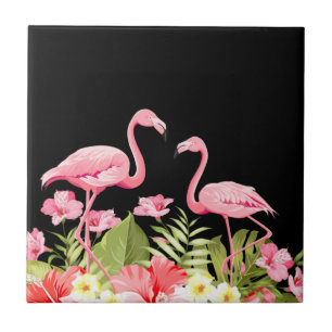 Tropische Blume und Flamingos-32146 Fliese