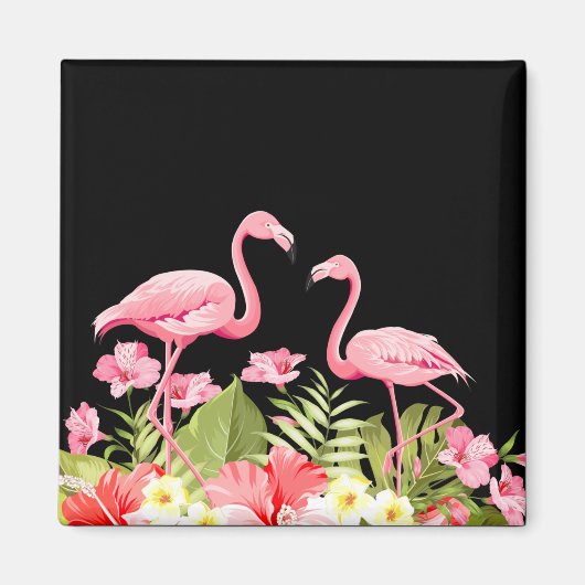 Tropische Blume und Flamingos-32146 Magnet (Vorne)