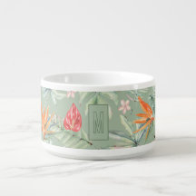 Tropische Blume und Foliage Fantasy mit Monogramm