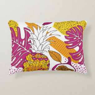 Tropische Blume und Früchte, heller, exotischer D Dekokissen