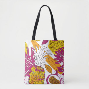 Tropische Blume und Früchte, heller, exotischer Dr Tasche