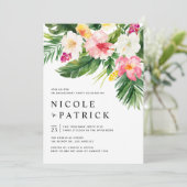 Tropische Blume und Grüne Engagement Partei Einladung (Stehend Vorderseite)